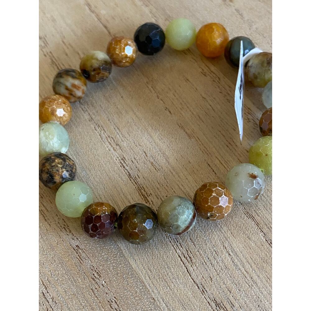 Jade Beaded Bracelet NEW 10 mm Earth tones 10mm - Picture 5 of 7